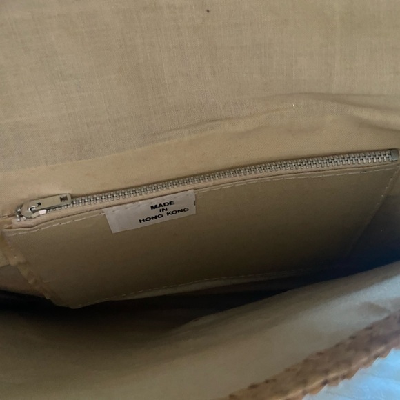 Woven Straw/Jute Multicolored Stripped Bi-Fold Clutch Bag Hong Kong Vintage boho - Picture 4 of 7